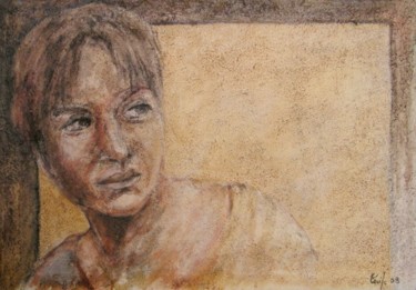Painting titled "fille aux cheveux c…" by Cécile Rateau, Original Artwork