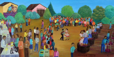 Painting titled "Fiesta de la Vendim…" by Cecilia Byrne Asenjo, Original Artwork, Oil