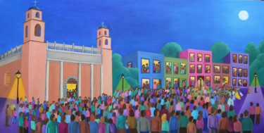 Painting titled "Procesion del mes d…" by Cecilia Byrne Asenjo, Original Artwork, Oil
