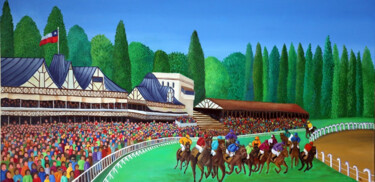 Painting titled "Derby en el Sportin…" by Cecilia Byrne Asenjo, Original Artwork, Oil