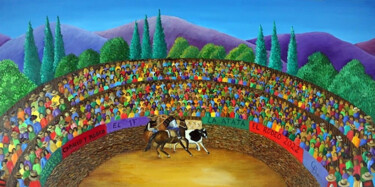 Pintura intitulada "Rodeo Chileno" por Cecilia Byrne Asenjo, Obras de arte originais, Óleo