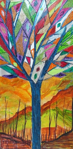 Pintura titulada "40/80 arbre-a-vitra…" por Cécilia Crivelli, Obra de arte original, Acrílico