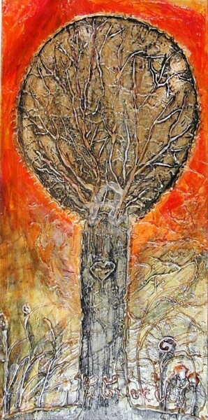 Pintura titulada "30/60 arbre-au-coeu…" por Cécilia Crivelli, Obra de arte original, Acrílico