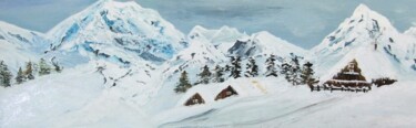 Painting titled "80x25x3  chalets-so…" by Cécilia Crivelli, Original Artwork, Acrylic