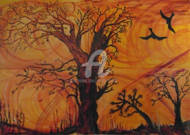 Painting titled "140/100 L'arbre aux…" by Cécilia Crivelli, Original Artwork, Acrylic