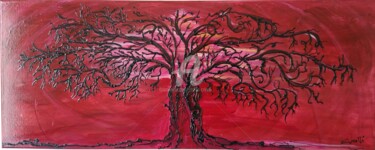 Peinture intitulée "100x40x4 nuit-rouge…" par Cécilia Crivelli, Œuvre d'art originale, Acrylique