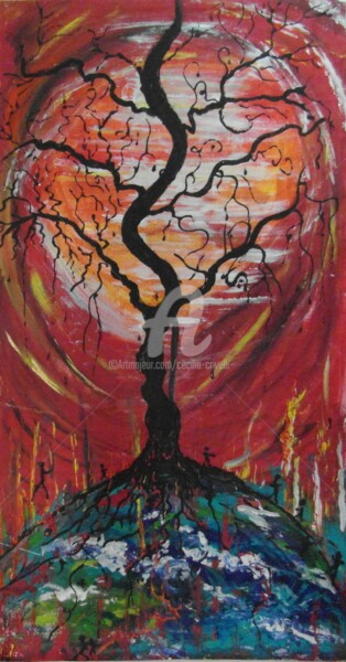 Peinture intitulée "Le dernier-arbre" par Cécilia Crivelli, Œuvre d'art originale, Acrylique