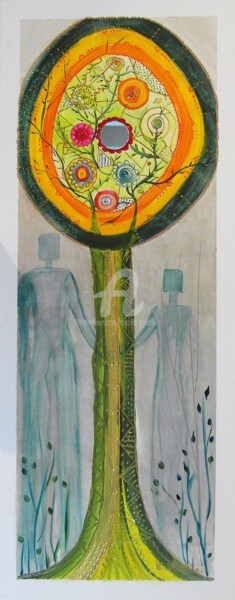 Painting titled "Adam et Eve  (40x10…" by Cécilia Crivelli, Original Artwork, Acrylic