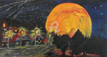 Peinture intitulée "nuit-de-lune  (60x3…" par Cécilia Crivelli, Œuvre d'art originale, Acrylique