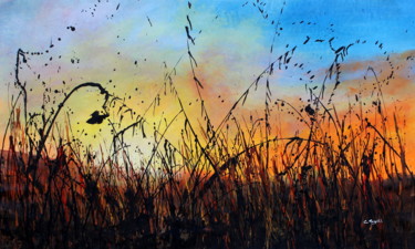 Malerei mit dem Titel "Sunset #1 - Large l…" von Cecilia Frigati, Original-Kunstwerk, Acryl