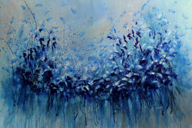Riding The Blues - Super sized original floral painting Painting titled "Riding The Blues -…" by Cecilia Frigati, Original Art, Acrylic