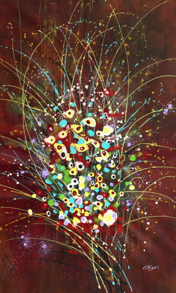 Peinture intitulée "Folie Des Fleurs #6…" par Cecilia Frigati, Œuvre d'art originale, Acrylique