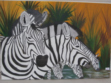 Peinture intitulée "les-zebres.jpg" par Cécilia Godeneche, Œuvre d'art originale, Huile