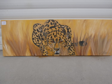 Painting titled "le-jaguar-2017.jpg" by Cécilia Godeneche, Original Artwork, Oil