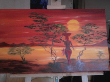 Painting titled "africaine-coucher-d…" by Cécilia Godeneche, Original Artwork