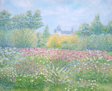 Peinture intitulée "Les jardins du chât…" par Cécilia M., Œuvre d'art originale, Huile