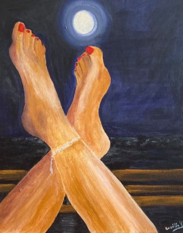 Painting titled "Moonlight" by Cecília Vilas Boas, Original Artwork, Acrylic