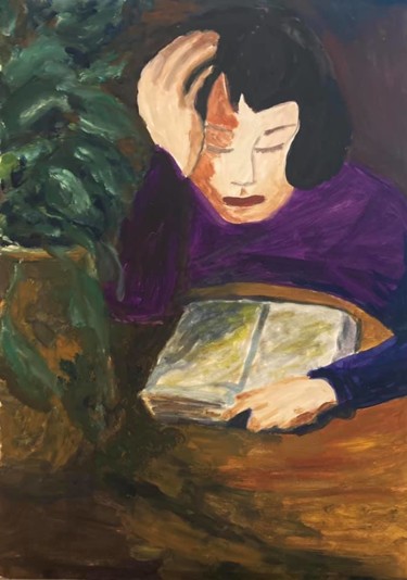 Pintura intitulada "Reader,  conversati…" por Cecília Vilas Boas, Obras de arte originais, Óleo