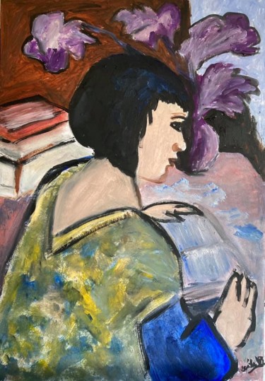 Pintura intitulada "Reader -  conversat…" por Cecília Vilas Boas, Obras de arte originais, Acrílico
