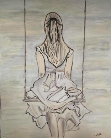 Ζωγραφική με τίτλο "Alone V" από Cecília Vilas Boas, Αυθεντικά έργα τέχνης, Ακρυλικό