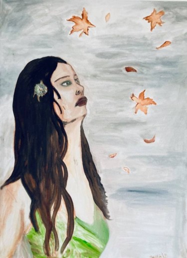 Painting titled "autumn leaves" by Cecília Vilas Boas, Original Artwork, Oil