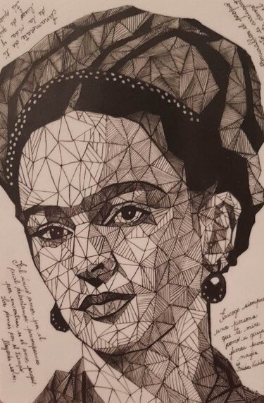 Drawing titled "Frida" by Cecilia Zaietz, Original Artwork, Acrylic