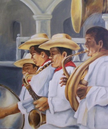 Peinture intitulée "Musiciens du Mexique" par C Ceballos, Œuvre d'art originale, Huile