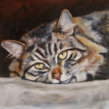 Peinture intitulée "chat" par C Ceballos, Œuvre d'art originale, Huile