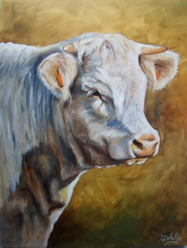 Peinture intitulée "vache" par C Ceballos, Œuvre d'art originale