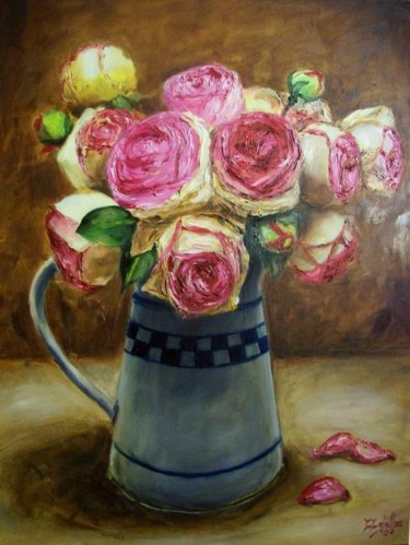 Peinture intitulée "Bouquet de Roses" par C Ceballos, Œuvre d'art originale, Huile