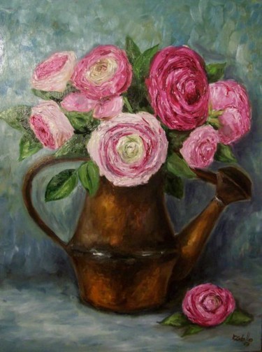 Peinture intitulée "Bouquet de Roses" par C Ceballos, Œuvre d'art originale, Huile