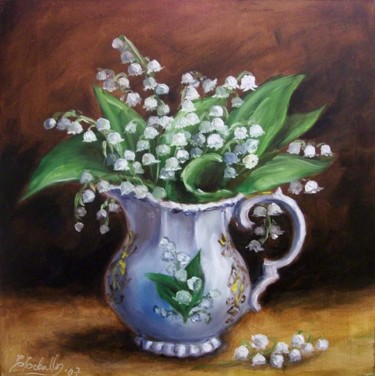 Peinture intitulée "Bouquet de muguets" par C Ceballos, Œuvre d'art originale, Huile