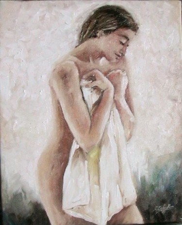 Peinture intitulée "fille en blanc" par C Ceballos, Œuvre d'art originale, Huile