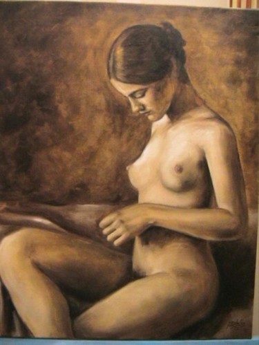 Peinture intitulée "fille au matin" par C Ceballos, Œuvre d'art originale, Huile