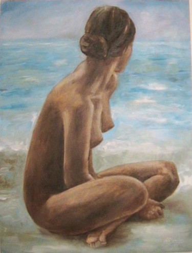 Peinture intitulée "vue au mer" par C Ceballos, Œuvre d'art originale, Huile