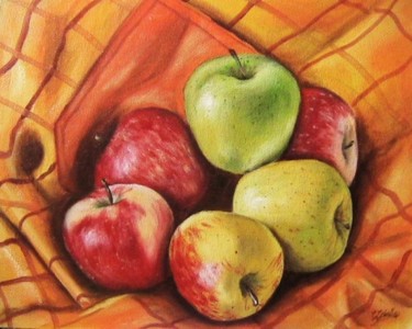 Peinture intitulée "Manzanas" par C Ceballos, Œuvre d'art originale, Huile