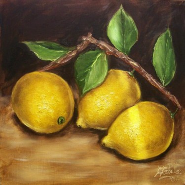 Peinture intitulée "citrons" par C Ceballos, Œuvre d'art originale, Huile