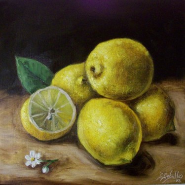 Peinture intitulée "citrons" par C Ceballos, Œuvre d'art originale, Huile