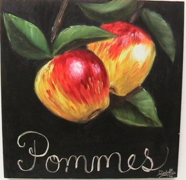 Peinture intitulée "Pommes" par C Ceballos, Œuvre d'art originale, Huile