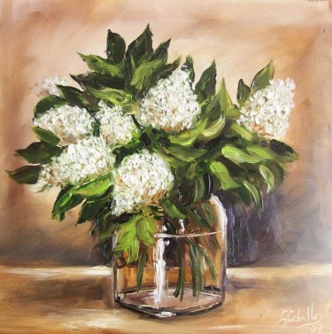 Peinture intitulée "Bouquet de Lilas" par C Ceballos, Œuvre d'art originale, Huile