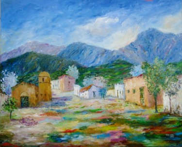 Painting titled "PARROQUIA DEL VALLE…" by Cecilia Revol Núñez, Original Artwork, Oil