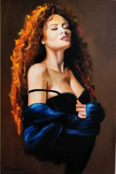 Painting titled "Anna" by Cecylia Dąbrowska, Original Artwork, Oil