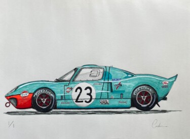 Drawing titled "Ford GT 40" by Ced Crn, Original Artwork, Pencil