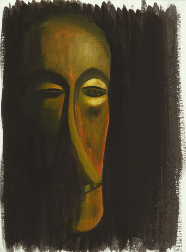 绘画 标题为“Masque du Ngil” 由Cédric Crémière, 原创艺术品, 水彩