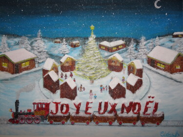 Malerei mit dem Titel "Joyeux Noël" von Cédric Fayasse, Original-Kunstwerk, Acryl Auf Keilrahmen aus Holz montiert