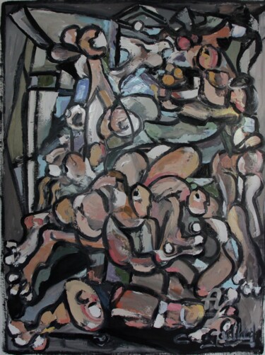 Peinture intitulée "" Grand Cubiste "" par Cédric Gaillard, Œuvre d'art originale, Huile