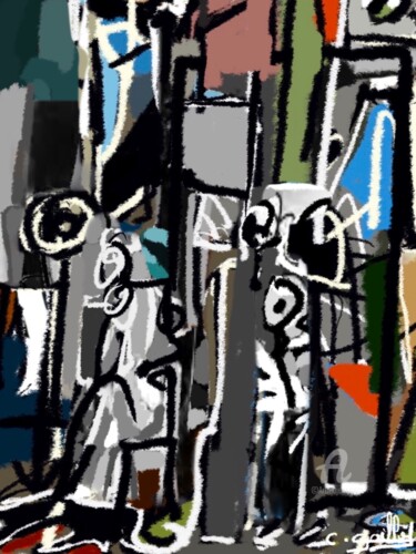 Peinture intitulée "La foule 3" par Cédric Gaillard, Œuvre d'art originale, Huile