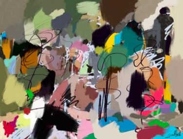 Картина под названием "Garden party" - Cédric Gaillard, Подлинное произведение искусства, Масло Установлен на Деревянная рам…