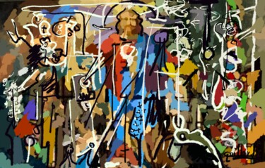 Painting titled "Jésus 2" by Cédric Gaillard, Original Artwork, Oil