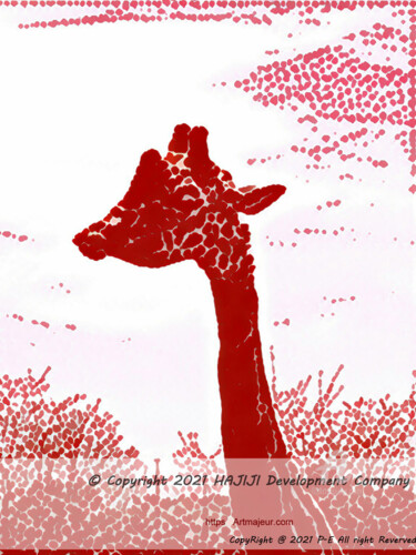 Digital Arts titled "A red girafe and re…" by Cédric Hajiji, Original Artwork, 2D Digital Work